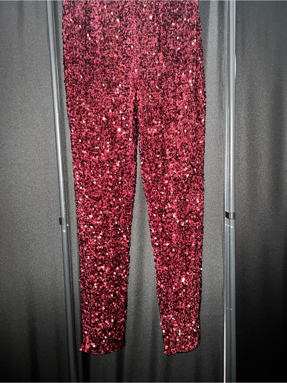Fashion Nova Strapless Burgundy Sequin Romper Jumpsuit - Picture 7 of 10